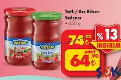 TATLI/ACI BİBER SALÇASI 650 G fiyat ve kampanya bilgisi